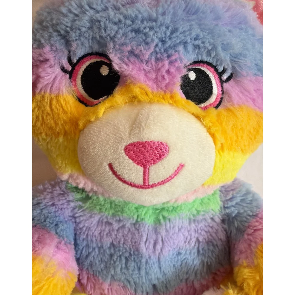 Rainbow Teddy Bear Plush Backpack Toddler Kids Pink Straps Carried Away